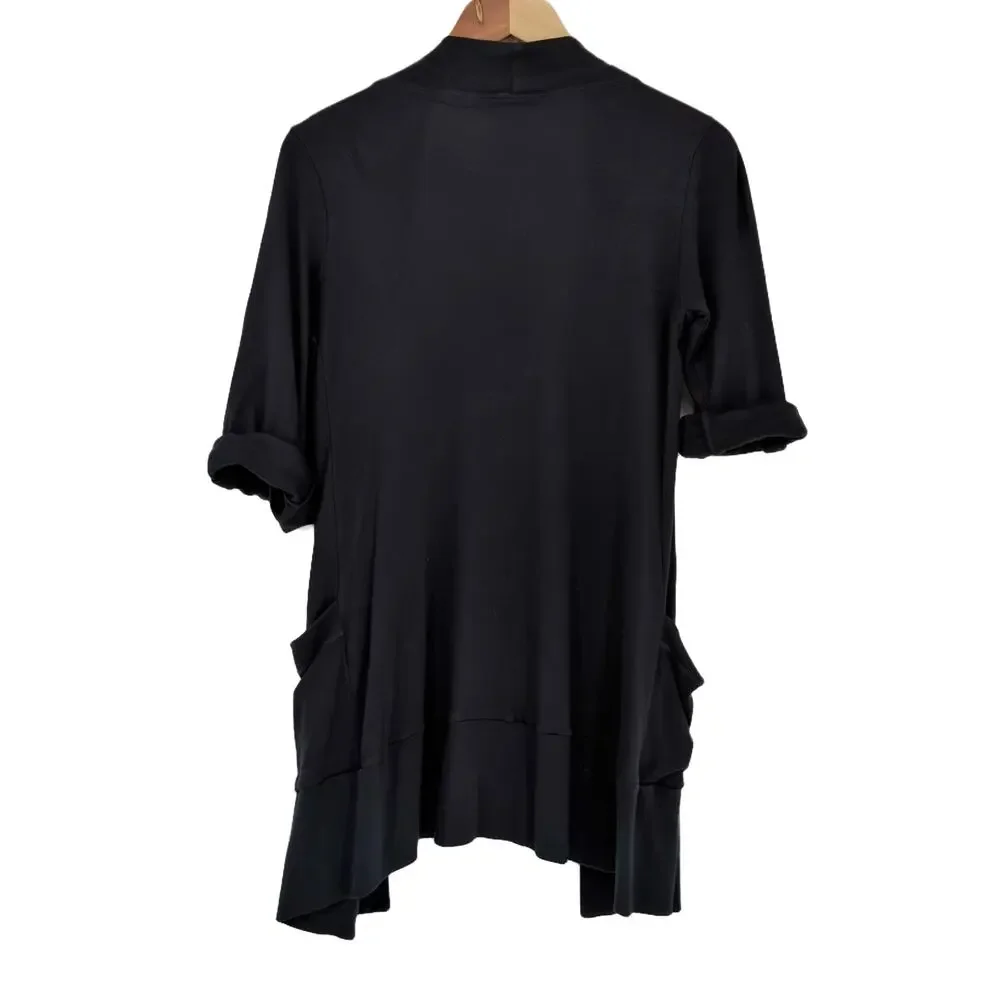 Splendid Open Front Roll Tab Sleeve Longline Cardigan size XS Pima Cotton Modal